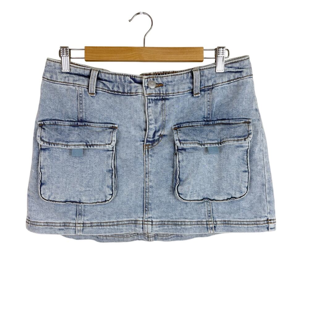 Wild Fable Denim Mini Cargo Skirt Womens Size M Y2K 90s Grunge Festival Hippie